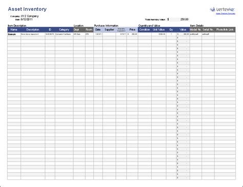 Free Asset Tracking Template For Excel By Vertex