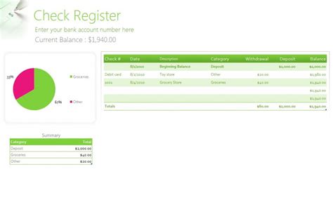 Free Check Register Template Free Check Register