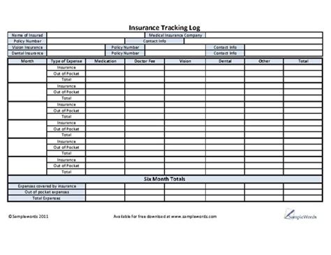Insurance Tracking Log