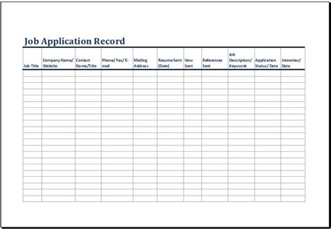 Job Application Log Template At Http Www Xltemplates