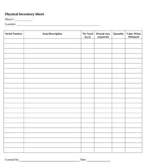 Inventory Sheets Small Business Free Forms