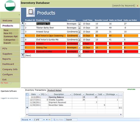Microsoft Access Inventory Management Template OpenGate