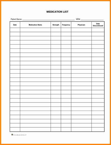 Ms Excel Patient Medication Log Template Excel