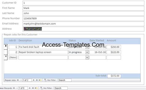 MS Access Templates For Small Business Computer Repair