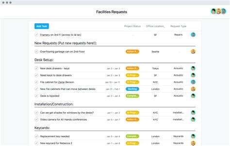 Template For Facilities Management Requests Asana