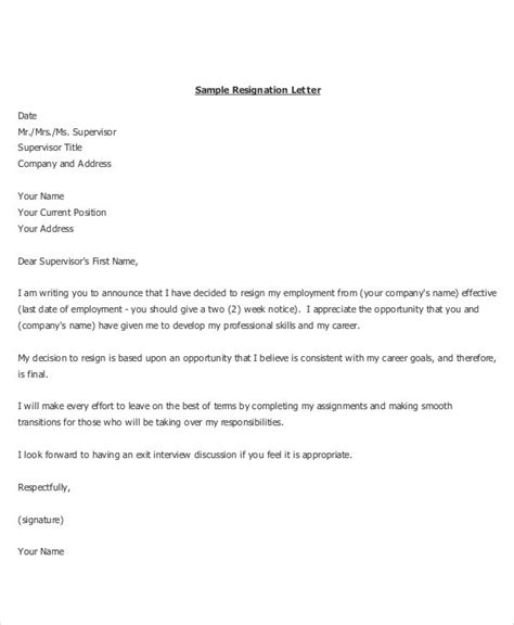 Resignation Letter Free Word PDF Documents Download