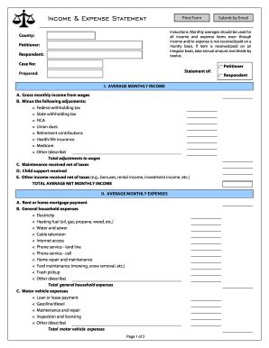 Income Expense Statement Form Fill Out And Sign