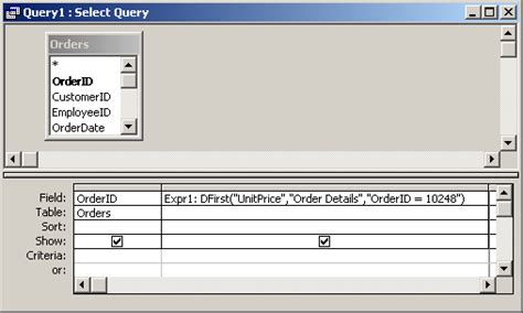 MS Access DFirst Function