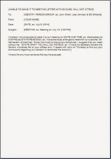 Cannot Attend Meeting Email