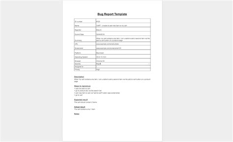 Bug Report Template Examples Software Testing Workflows
