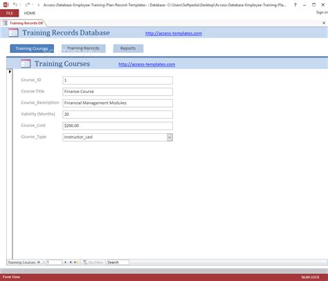 Download Employee Training Plan And Record Access Database