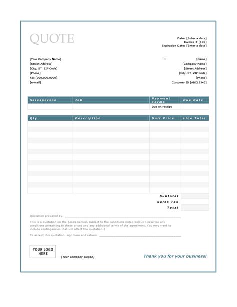 Professional Quote Templates Free Download