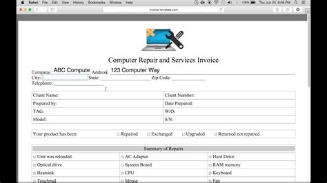 How To Make A Computer Repair Invoice Excel Word PDF